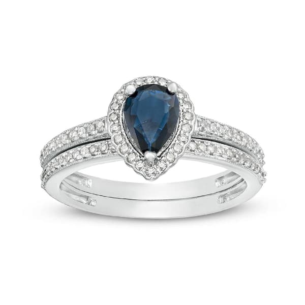 10kt. White Gold Pear Sapphire Ring - image 