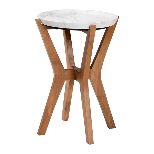 Baxton Studio Phaedra Modern Round Marble End Table