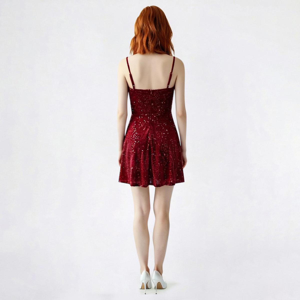 Juniors Emerald Sundae Glitter Sequin Velvet Slip Dress