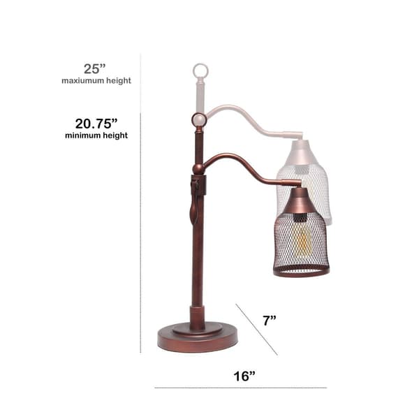 Lalia Home Studio Loft Vintage Arch Table Lamp w/Iron Mesh Shade