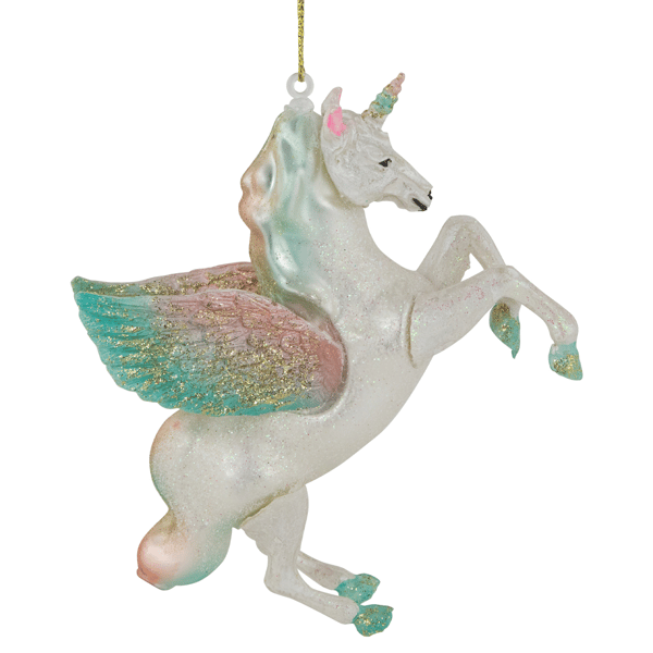 Northlight 5.25in. White Unicorn Glass Christmas Ornament
