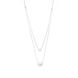 Athra Sterling Silver Fresh Water Pearl Double Strand Necklace