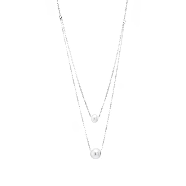 Athra Sterling Silver Fresh Water Pearl Double Strand Necklace - image 