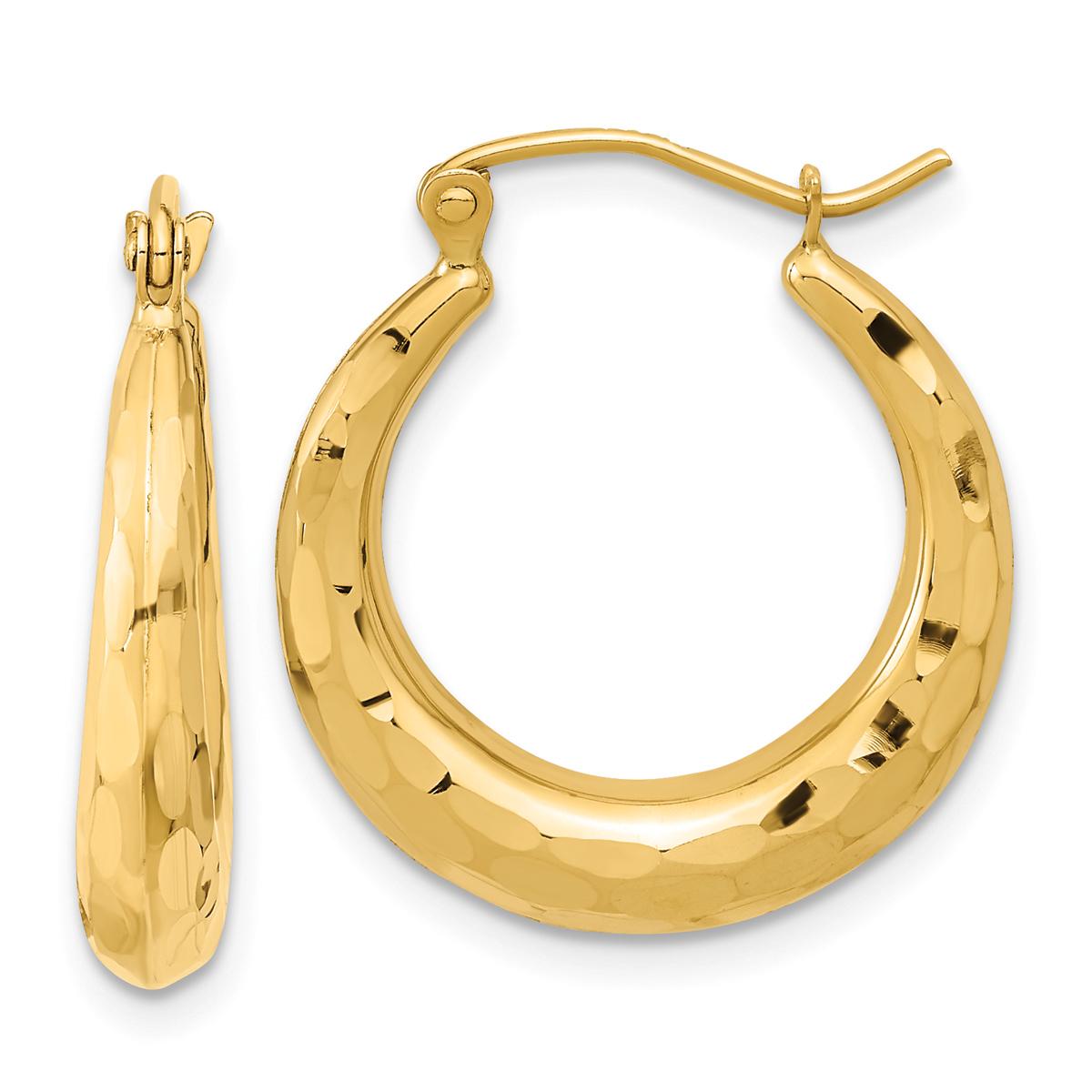 Gold Classics™ 14kt. Polished Diamond Cut Hoop Earrings