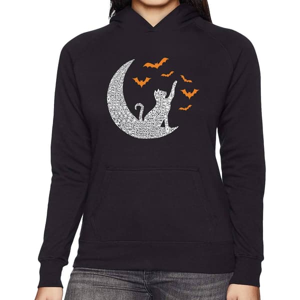 Plus Size LA Pop Art Lunar Bats Word Art Hooded Sweatshirt