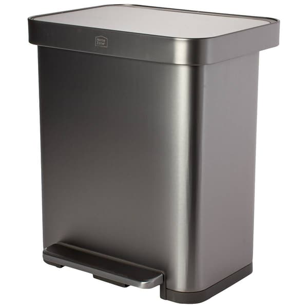 Home Zone Living 13 Gallon Stainless Steel Step On Trash Can - image 