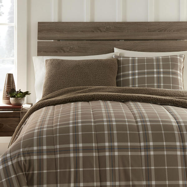 Micro Flannel&#174; Reverse to Sherpa Plaid Comforter Set