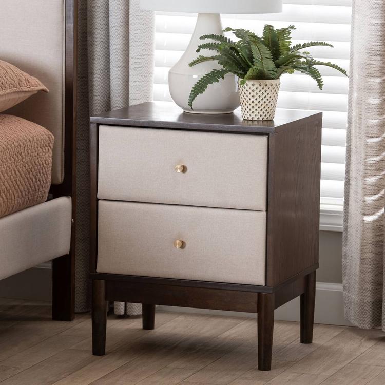 Baxton Studio Nikolai Mid-Century Wood 2-Drawer Nightstand