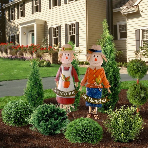 National Tree 27in. Metal Scarecrows - Set of 2
