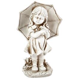 11.5in. LED Girl with Umbrella Statue