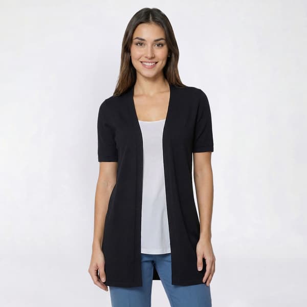Petite Anne Klein Short Sleeve Newport Kissing Front Cardigan - image 