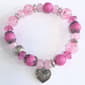 Beautiful Blessings Pink Tonal Stretch Bracelet w/ Heart Charm - image 1