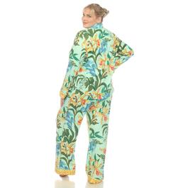 Plus Size White Mark Two Piece Wildflower Print Pajama Set