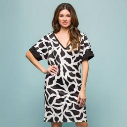 Womens 24/7 Comfort Apparel Black/White Knee Length Shift Dress