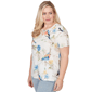 Womens Alfred Dunner Out Of The Blue Floral Birds V Neck Tee - image 3