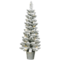Santa''s Workshop 3ft. Pre-Lit Warm White Flocked Slim Potted Tree - image 1