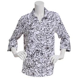 Womens Emily Daniels Floral Knit To Fit Casual Button Down