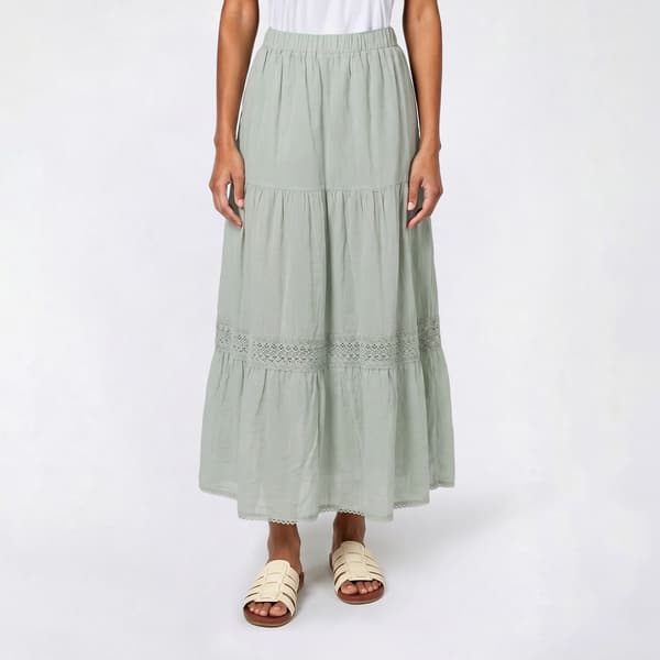 Juniors Wallflower Gauze Lace Trim Maxi Skirt - image 