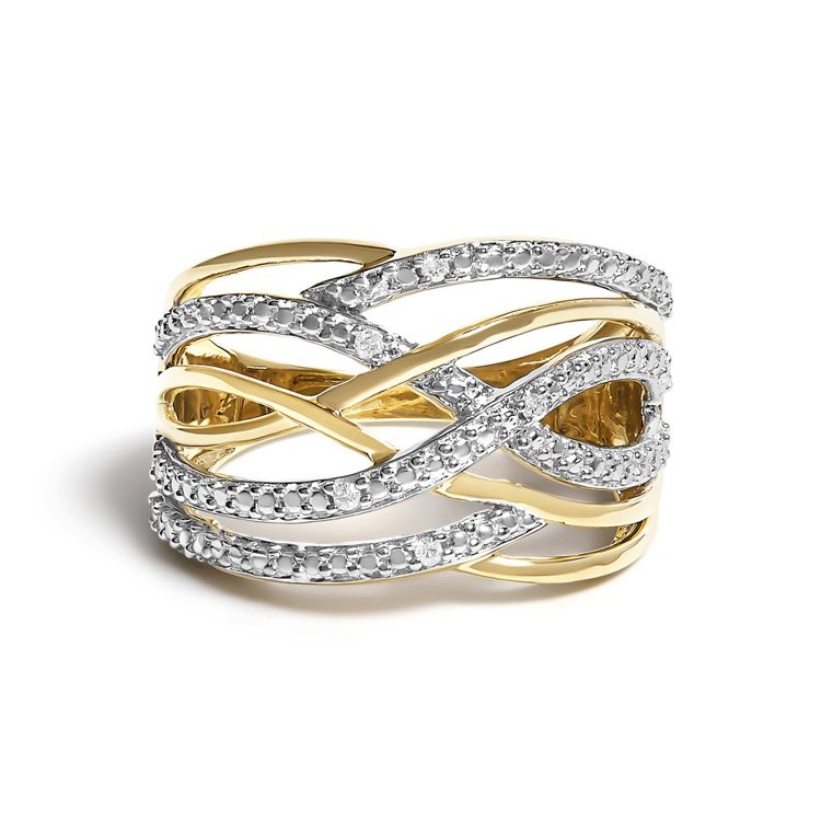 Haus of Brilliance 14kt. Gold Plated Diamond Crossover Ring