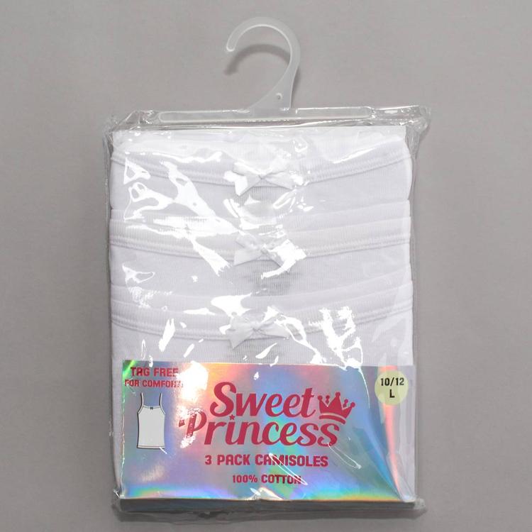 Girls (7-16) Sweet Princess 3pk. Solid Cami Undershirts