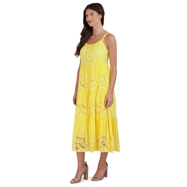 Petite Robbie Bee Sleeveless Gauze Floral Lace Midi Dress