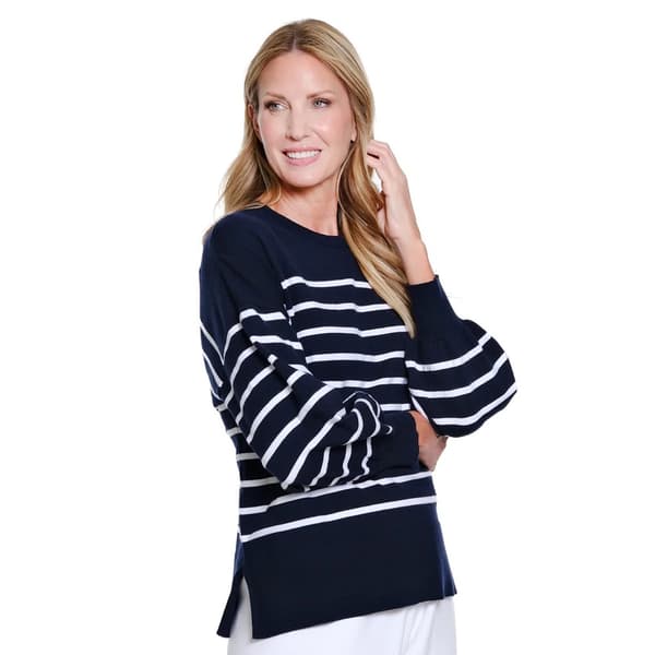 Womens Multiples Long Sleeve Drop Shoulder Stripe Sweater