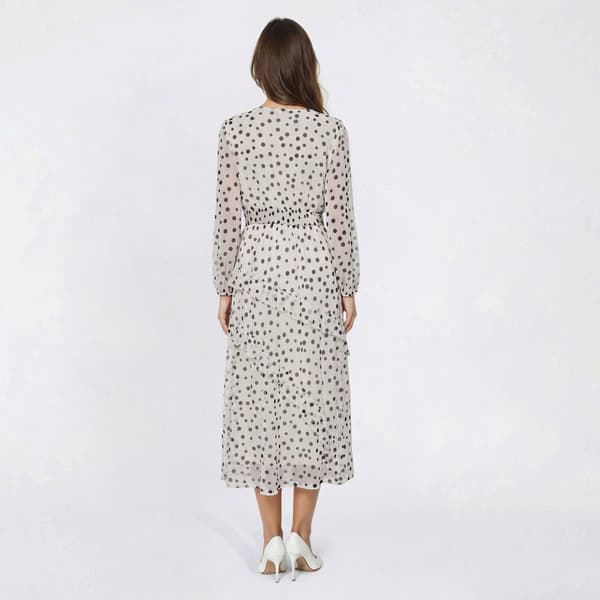 Womens Harlow & Rose 3/4 Sleeve Dot Mesh Midi Dress
