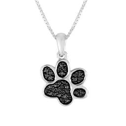 Diamond Classics(tm) 1/10ctw. Black Diamond Silver Dog Paw Pendant