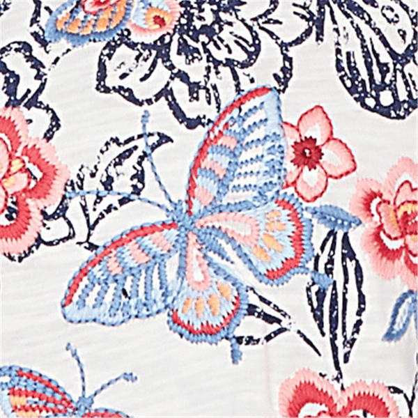 Petite Alfred Dunner Austin Floral Butterfly Embroidery Blouse