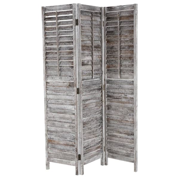 9th & Pike® Rustic White Wood Room Divider Screen - image 