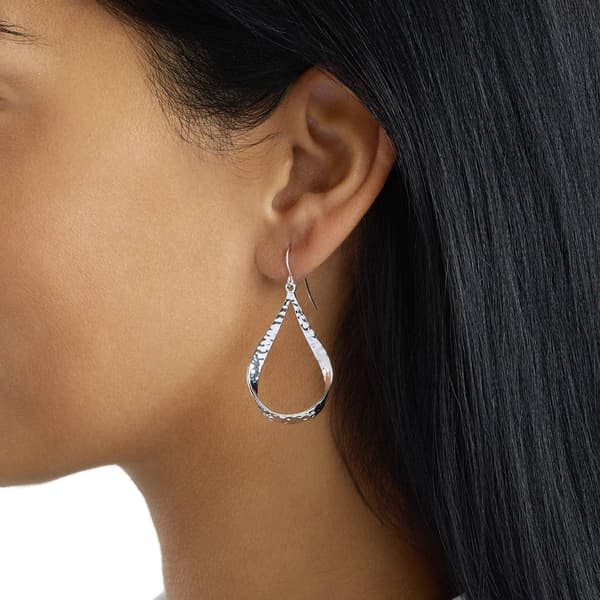 Athra Fine Silver Plated Curved Teardrop Drop Earrings