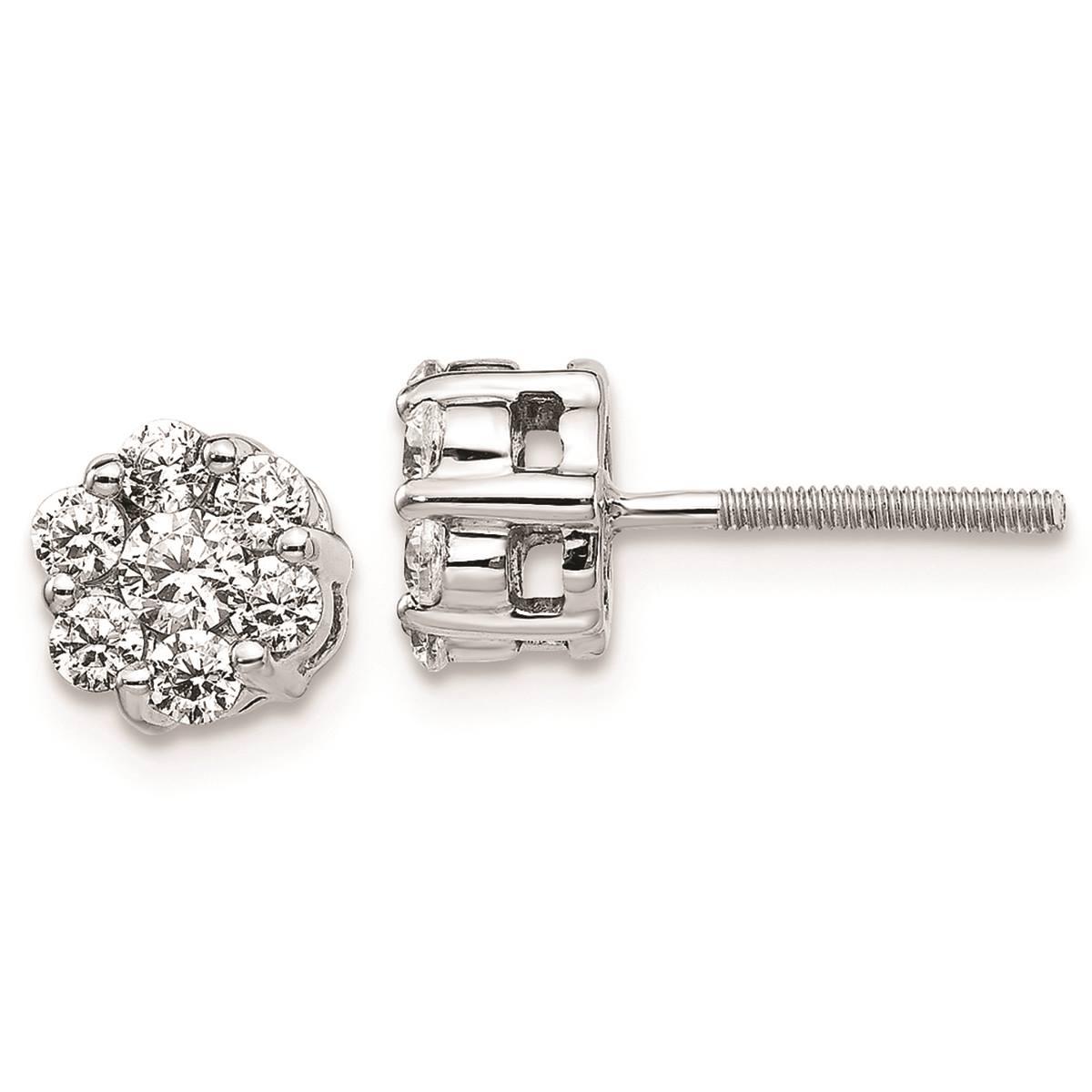 Pure Fire 14kt. White Gold 2/3ctw. Diamond Cluster Screw...