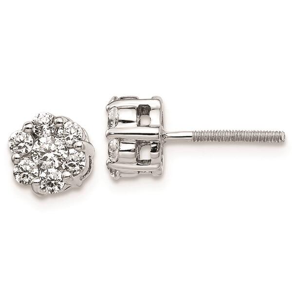Pure Fire 14kt. White Gold 2/3ctw. Diamond Cluster Screw Earrings - image 