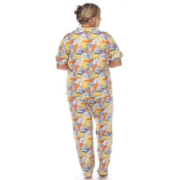 Plus Size White Mark Tropical Flower Pajama Set
