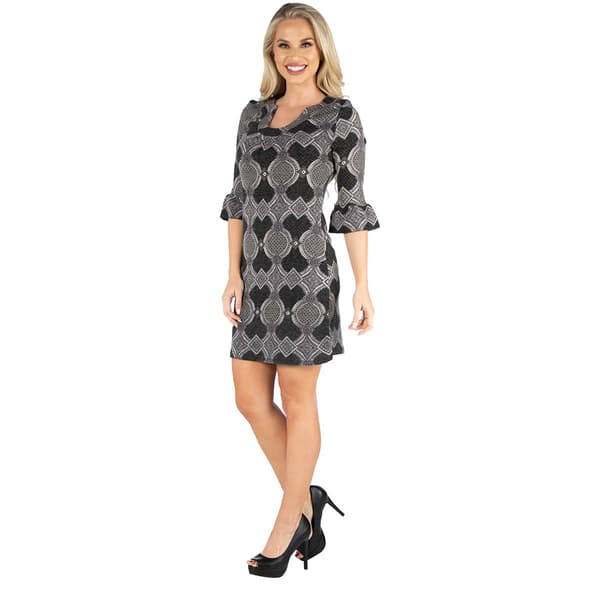 Womens 24/7 Comfort Apparel Elbow Length Sleeve Shift Dress