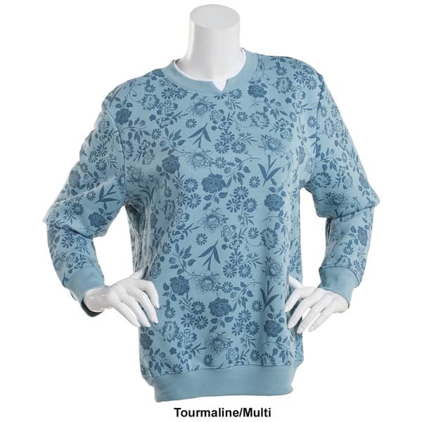 Womens Hasting & Smith Long Sleeve Fleece Pattern Crew Neck Top