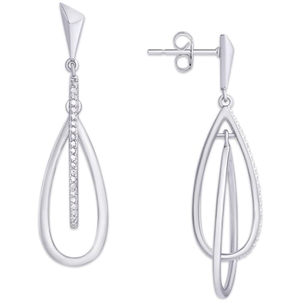 Gianni Argento Sterling Silver Diamond Teardrop Earrings