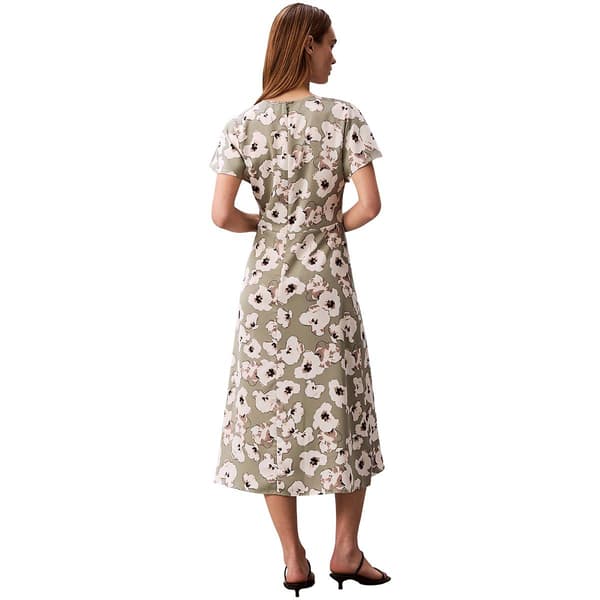 Womens Calvin Klein Short Sleeve Buttercup Floral Midi Dress