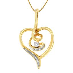 Espira 10kt. Gold Round Cut Diamond Swirl Heart Necklace