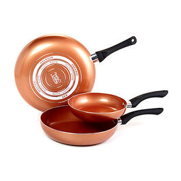Copper Cuisine by Healthy Living 3 Pack Skillets