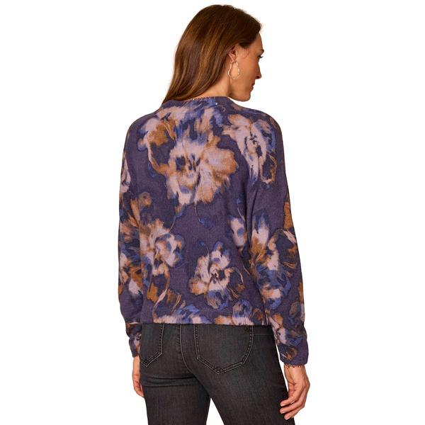 Petites Democracy Lg Ruch Slv Hi Rnd Mck Nk Flrl Sweater