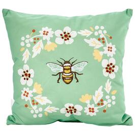 Embroidered Bee Decorative Pillow - 18x18