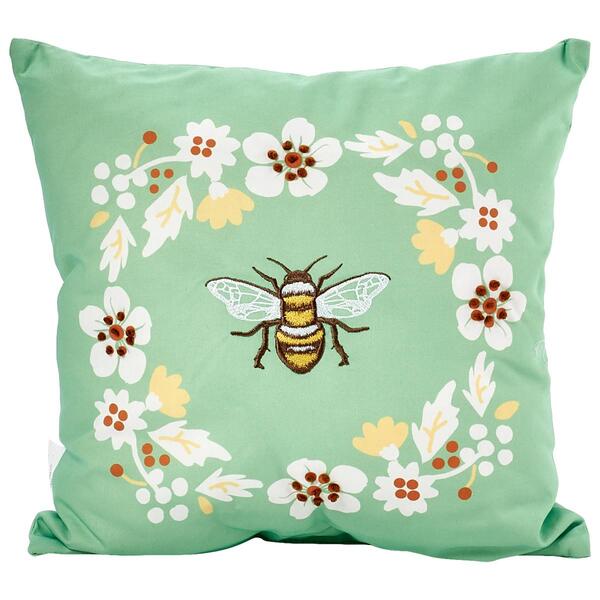 Embroidered Bee Decorative Pillow - 18x18 - image 