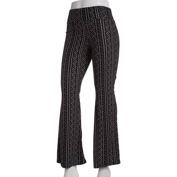 Juniors Derek Heart High Rise Dotted Stripes Flare Leggings - image 