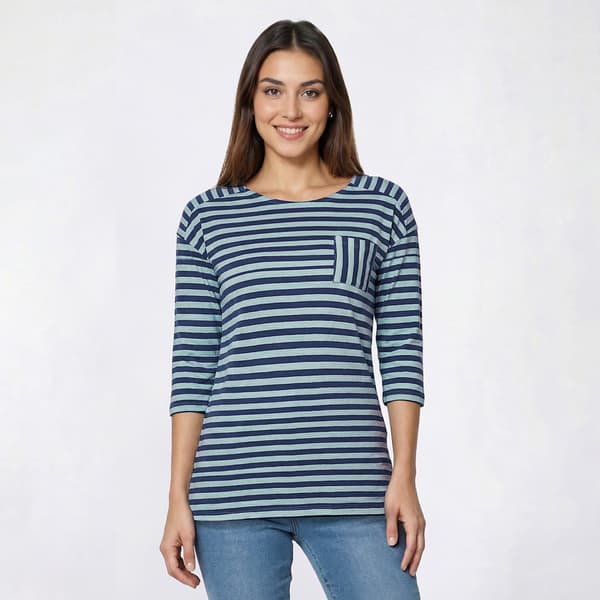 Womens Erika 3/4 Sleeve Newport Stripe Tee