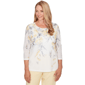 Petites Alfred Dunner Al Fresco Textured Floral Crew Neck Top - image 1