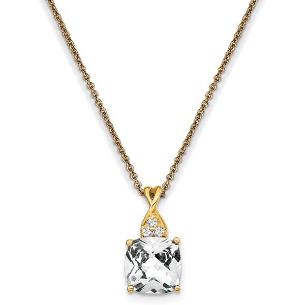 Gemstone Classics&#40;tm&#41; 14kt. Yellow Gold White Topaz Diamond Necklace - image 