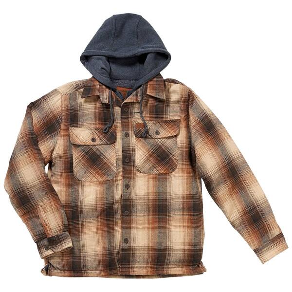 Mens Mountain Ridge Flannel Chest Protector Jacket - Brown Plaid - image 