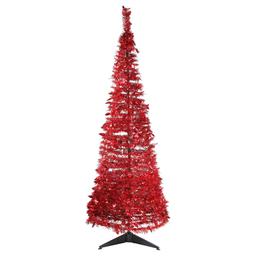Northlight 6ft. Pre-Lit Red Tinsel Pop-Up Christmas Tree