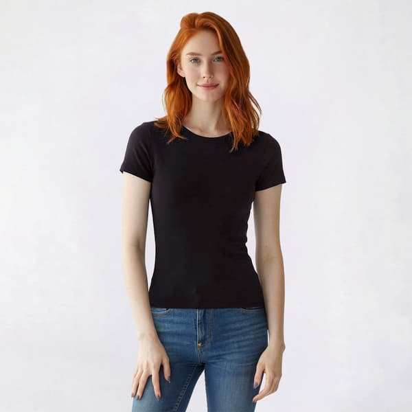 Juniors Derek Heart Hourglass Crew Neck Double Layer Tee - image 